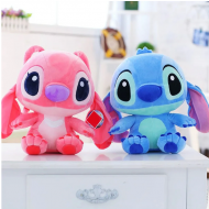 1 + 1 PROMO - Jucarie de Plus - Stitch si Angel, Personajele Din Lilo Si Stitch, Albastru/Roz, 35  cm
