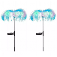 Set 2 x Lampi Solare, Fibra Optica, LED, Model Meduza, Multicolore, JellyFish Lamp