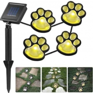 Set 4 Lampi Solare Led tip amprenta labuta de caine cu infigere in gazon