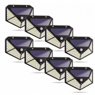 Set 8 x Lampa cu Incarcare Solare, Senzor de Miscare, 3 Moduri de Iluminare, 100 LED, Prindere pe Perete