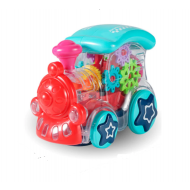 Locomotiva de jucarie cu sunete si lumini, carcasa transparenta