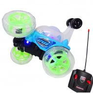 Masina Albastra cu rotatie 360 de grade, Acumulator si Telecomanda, Lumini si Sunete