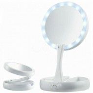 Oglinda pliabila cu 2 fete si iluminare circulara LED Aden