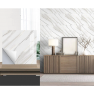Set 10 x placi autoadezive pentru perete tip marmura, impermeabila, 60x60 cm, Alb cu Gri