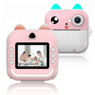 Aparat foto digital cu imprimare termica pentru copii, focalizare automata, display color de 2,4 inch 1080P Full HD