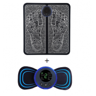 Pachet PROMO - Aparat masaj electrostimulare cu tehnologie EMS + CADOU Mini aparat de masaj 8in1, electric, portabil, Versiune PRO