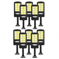 Set 10 Lampi solare stradale, cu senzor de miscare, putere 90 W, panou solar incorporat, cu functii multiple de setare a intensitatii luminoase si timpului de functionare Aden