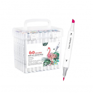 Set 48 markere pentru colorat cu 2 capete, Art Marker, Varf dublu, Cutie de transport