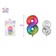 Balon aluminium,multicolor,cifra 8,80cm,FB0902