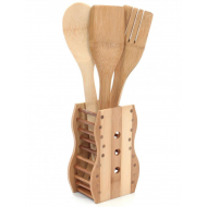 Set 3 ustensile bambus cu suport decor
