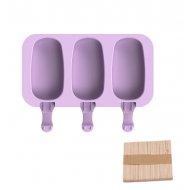 Set forma inghetata si 50 bete, 3 compartimente, Forma ovala/ Iepuras, Silicon, Mov