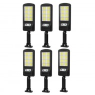 Set 6 Lampi solare stradale, cu senzor de miscare, putere 90 W, panou solar incorporat, cu functii multiple de setare a intensitatii luminoase si timpului de functionare Aden