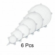 Set 6 capace flexibile din silicon, marimi diferite, transparente Aden