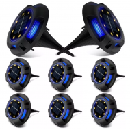 Set 8 lampi solare tip spot pentru gradina, 8 leduri alb cald, buton ON/OFF