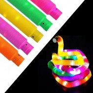 Pachet 6 tuburi antistres, cu lumina LED, Fidget Pop Tube, 20×2 Cm
