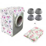 Pachet Promo : Set 4 picioruse antivibratii, anti-zgomot si antiderapante + Husa de protectie pentru masina de spalat rufe