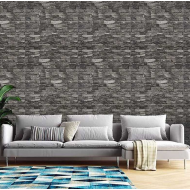 Set 10x Tapet 3D Autoadeziv, Design Caramida In Relief Gri/Negru, Rezistent La Apa, Usor De Curatat Dimensiuni 70x77cm