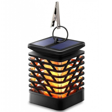 Lampa solara LED cu efect flacara, de exterior, cu suport si carlig de agatare