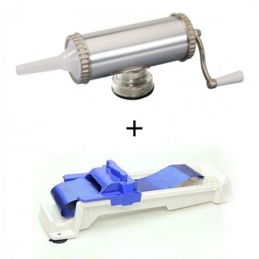 Aparat de umplut carnati, Orizontal, Inox, Capacitate 1.5 kg, 3 Palnii Incluse + aparat de rulat sarmale GRATUIT Aden