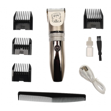 Masina de tuns pentru pisici, caini, Boxin, 4 capete, cablu USB de reincarcare, perie curatare, argintiu