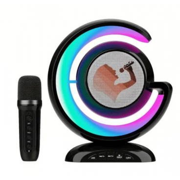 Statie smart wireless pentru karaoke, cu microfon, boxa si iluminare LED RGB, portabila