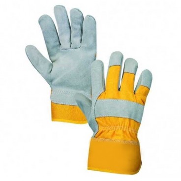 Manusi pentru lacatus, tricot + piele intoarsa, marime universala, galeben-gri Aden