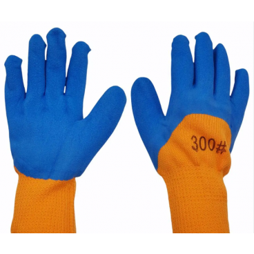 Manusi de lucru, tricot + latex, marime universala, portocaliu-albastru Aden