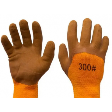 Manusi de lucru, tricot + latex, marime universala, portocaliu-maro Aden