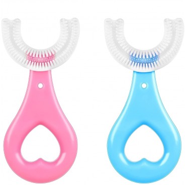 Periuta de dinti circulara U-Shape, pentru copiii de 3-7 ani, Albastra/Roz