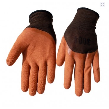 Manusi de lucru, tricot + latex, marime universala, maro inchis-maro deschis Aden