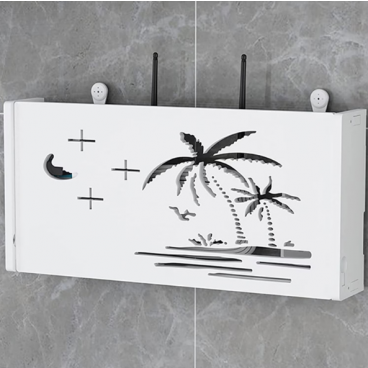 Suport router wireless pentru mascare fire si echipament WIFI, alb