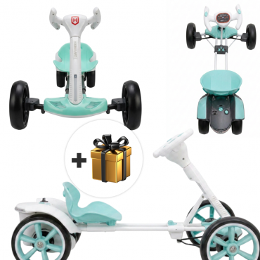 Kart Electric Copii 3-8 Ani | Motor 24V 8km/h | Roti EVA | Audio MP3 Claxon | Marsarier | 90 Min Autonomie | Albastru + Cadou surpriza