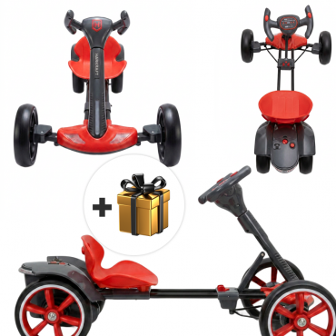 Kart Electric Copii 3-8 Ani | Motor 24V 8km/h | Roti EVA | Audio MP3 Claxon | Marsarier | 90 Min Autonomie | Rosu + Cadou Surpriza