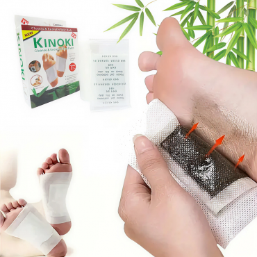 set 10 Plasturi Kinoki Detox | Ingrediente Naturale din Plante si Minerale | Aplicare pe Talpi | Utilizare Nocturna | Bunastare Generala