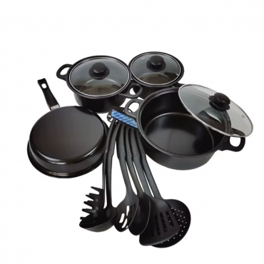 Set Vase De Gatit 13 Piese | Strat Antiaderent Non-Stick | Capace Din Sticla Temperata | Manere Comfort-Grip | Compatibil Gaz Si Electric